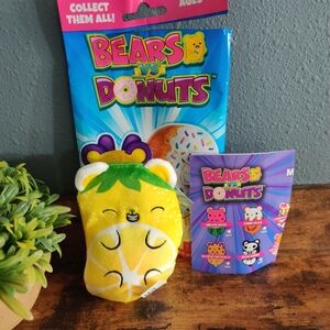 Bears vs donuts lemon bear yellow plush stuffed animal kids toy beanie mini
